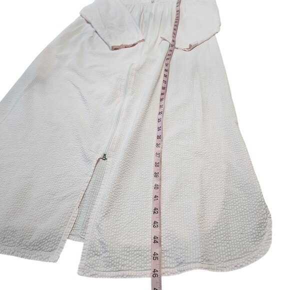 Vintage Barbizon Long Embroidered Nightgown Pajamas Pink White Seersucker Size S - Picture 11 of 16